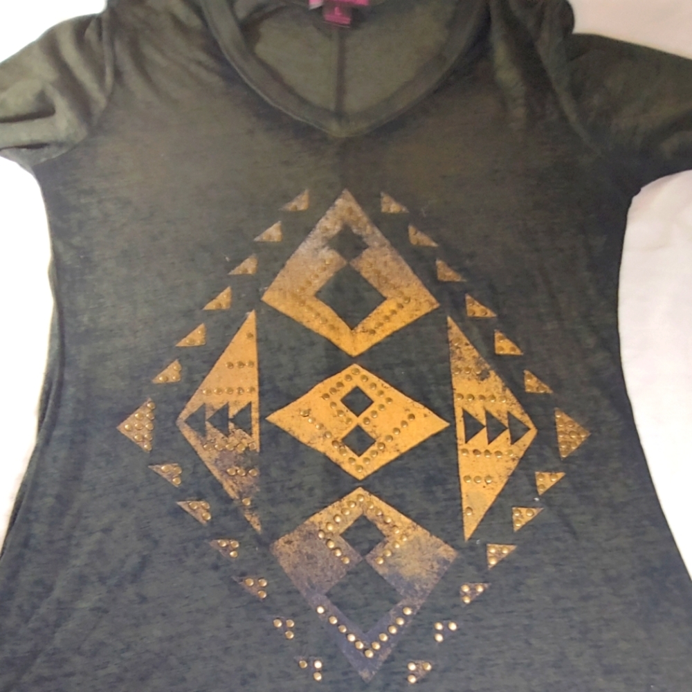 Rock & Roll Cowgirl Tunic Brown with Embellishments Large